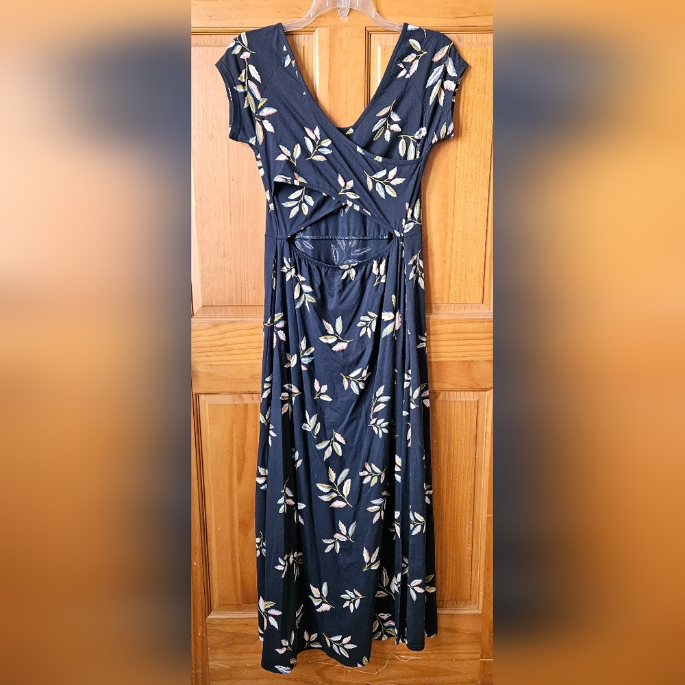 Pact Women's Black Maxi Dress with Leaf Print L - Picture 13 of 16